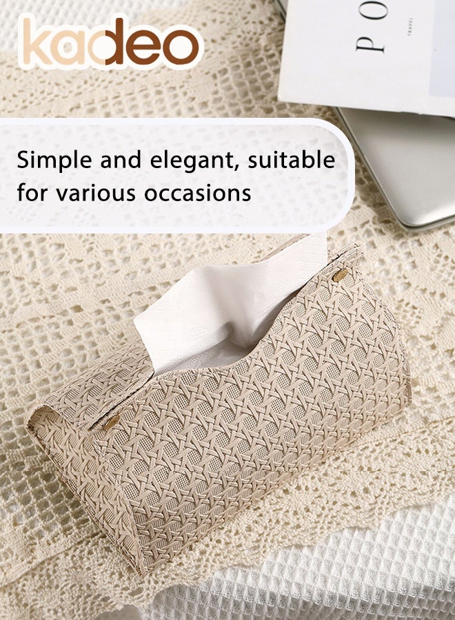 kadeo Tissue Box Cover, PU Leather Tissue Holder, Water Proof Facial Tissue Case Facial Paper Organizer, Dispenser for Bathroom, Vanity Countertop, Office, Car, Rectangle Tissue Box 19*14CM - Image 3